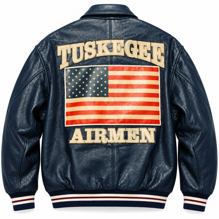 Tuskegee Airmen Navy Blue Leather Flight Bomber Jacket | Blackstone Jackets