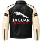 Jaguar Racing Black and Cream Leather Biker Jacket | Blackstone Jackets - Image 3