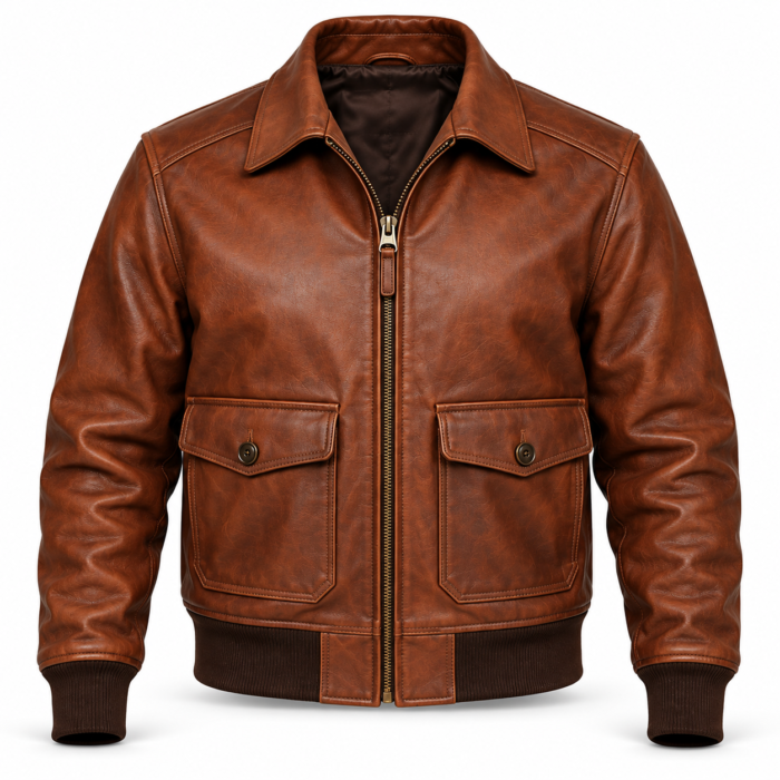 Maverick Russet Brown Men's A-2 Flight Leather Jacket | Blackstone Jackets