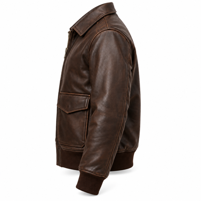 Hawk Dark Brown Men's A-2 Flight Leather Jacket | Blackstone Jackets