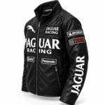 Men’s Black Jaguar Racing Leather Jacket – Premium Motorsport Racer Jacket Blackstone jacket