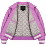 Avirex Purple Leather Bomber Jacket with USA Back Logo | Blackstone Jackets
