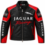 Jaguar Racing Black and Red Leather Biker Jacket | Blackstone Jackets