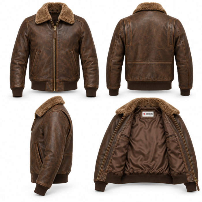 Liberty Distressed Brown Men's Classic Flight Leather Jacket | Blackstone Jackets