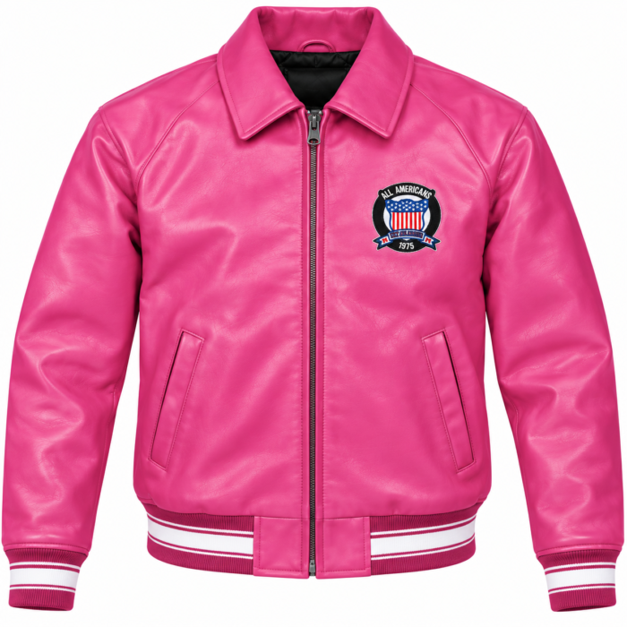 Avirex Pink Leather Bomber Jacket USA Logo | Blackstone Jackets