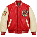 Avirex World Series 1939 Red Leather Varsity Bomber Jacket | Blackstone Jackets