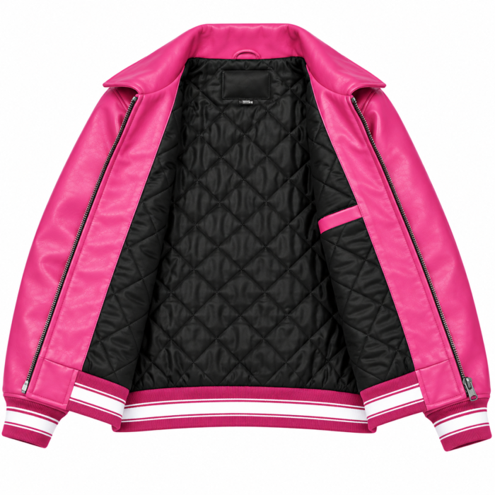Avirex Pink Leather Bomber Jacket USA Logo | Blackstone Jackets
