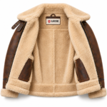 Cobra Tobacco Brown With Natural Shearling Men's B-3 Shearling Flight Leather Jacket | Blackstone Jackets