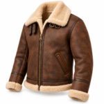 Cobra Tobacco Brown With Natural Shearling Men's B-3 Shearling Flight Leather Jacket | Blackstone Jackets