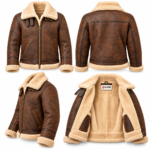 Cobra Tobacco Brown With Natural Shearling Men's B-3 Shearling Flight Leather Jacket | Blackstone Jackets