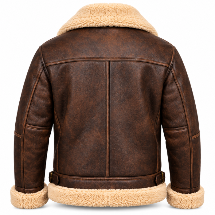Dakota Espresso With Tan Shearling Men's B-3 Shearling Flight Leather Jacket | Blackstone Jackets