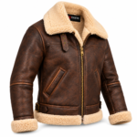 Dakota Espresso With Tan Shearling Men's B-3 Shearling Flight Leather Jacket | Blackstone Jackets