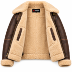 Dakota Espresso With Tan Shearling Men's B-3 Shearling Flight Leather Jacket | Blackstone Jackets