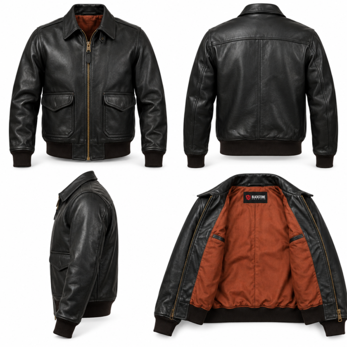 Jetstream Black Men's A-2 Flight Leather Jacket | Blackstone Jackets