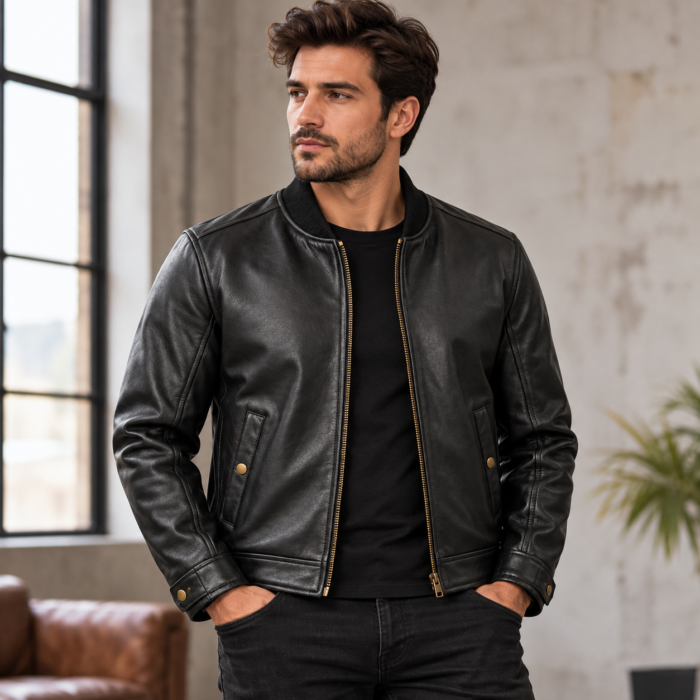 Aero Black Men's Classic Flight Leather Jacket | Blackstone Jackets