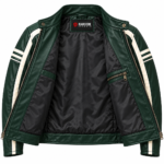 Jaguar Dark Green Leather Racing Biker Jacket | Blackstone Jackets