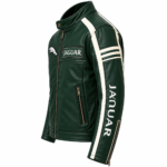 Jaguar Dark Green Leather Racing Biker Jacket | Blackstone Jackets