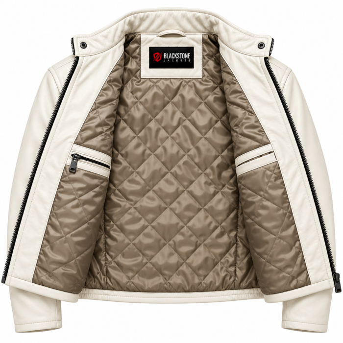 Jaguar Racing White Leather Racer Jacket | Blackstone Jackets