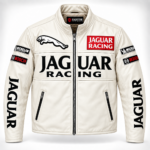 Jaguar Racing White Leather Racer Jacket | Blackstone Jackets