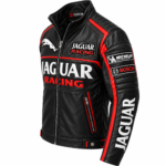 Jaguar Racing Black & Red Leather Racer Jacket | Blackstone Jackets