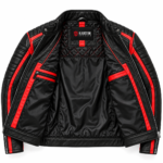 Jaguar Racing Black & Red Leather Racer Jacket | Blackstone Jackets