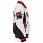Avirex 1975 White Red Black Leather Varsity Bomber Jacket | Blackstone Jackets