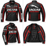 Jaguar Racing Black & Red Leather Racer Jacket | Blackstone Jackets