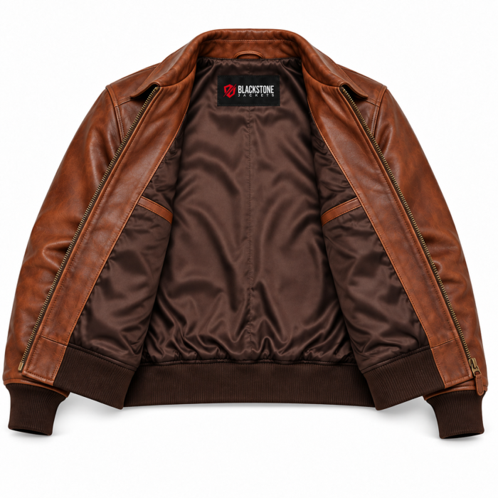 Maverick Russet Brown Men's A-2 Flight Leather Jacket | Blackstone Jackets