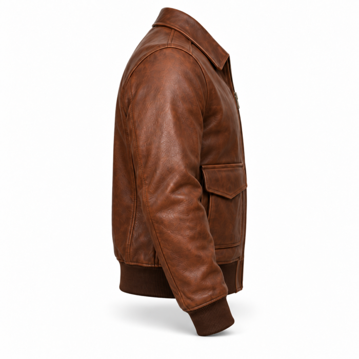 Liberty Medium Brown Men's A-2 Flight Leather Jacket | Blackstone Jackets