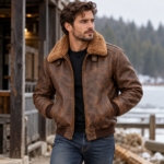 Liberty Distressed Brown Men's Classic Flight Leather Jacket | Blackstone Jackets