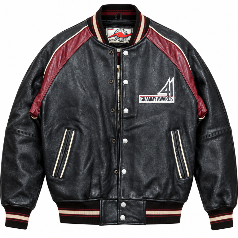 Avirex 41st Grammy Awards 1999 Black Leather Varsity Bomber Jacket | Blackstone Jackets