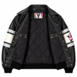 Avirex Super Bowl LX Black Leather Bomber Jacket | Blackstone Jackets