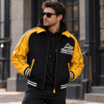 Avirex Yellow and Black Varsity Bomber Jacket | Blackstone Jackets
