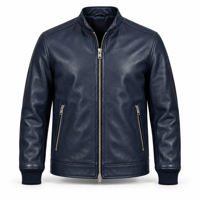 Mercury Deep Navy Men's Classic Flight Leather Jacket | Blackstone Jackets
