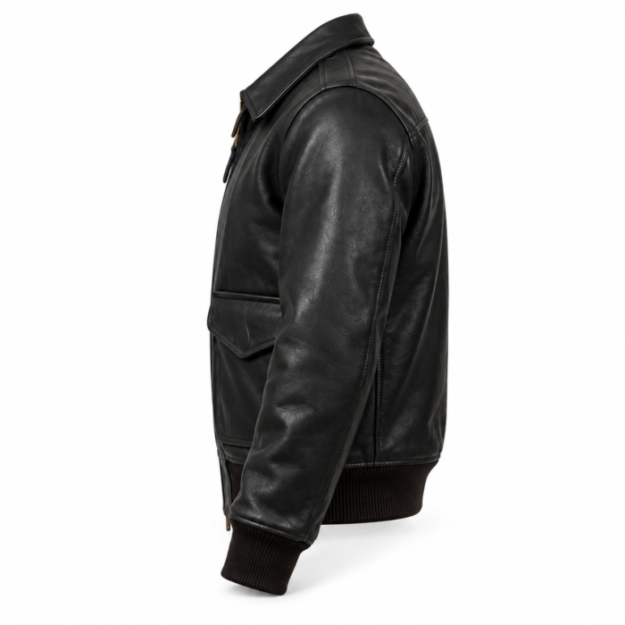 Jetstream Black Men's A-2 Flight Leather Jacket | Blackstone Jackets