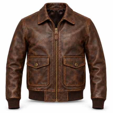 Orion Distressed Brown Men's A-2 Flight Leather Jacket | Blackstone Jackets