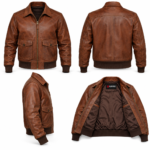 Maverick Russet Brown Men's A-2 Flight Leather Jacket | Blackstone Jackets