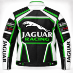 Jaguar Racing Black White Green Leather Motorcycle Jacket | Blackstone Jackets