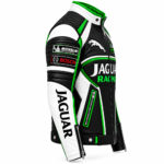 Jaguar Racing Black White Green Leather Motorcycle Jacket | Blackstone Jackets