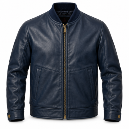 Falcon Deep Navy Men's Classic Flight Leather Jacket | Blackstone Jackets