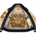 Avirex Orang Indians Navy Blue Leather Varsity Jacket | Blackstone Jackets