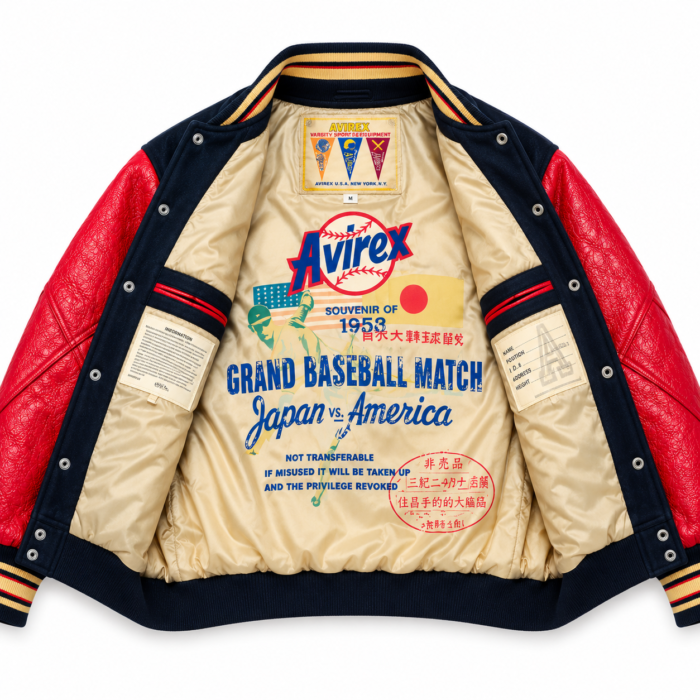 Avirex Gold Dragons Navy and Red Varsity Bomber Jacket | Blackstone Jackets