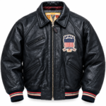 Avirex USA All American Black Leather Bomber Jacket | Blackstone Jackets