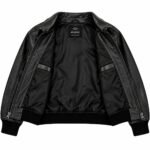 Avirex Black Leather Bomber Jacket with USA Back Logo | Blackstone Jackets