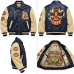 Avirex Orang Indians Navy Blue Leather Varsity Jacket | Blackstone Jackets