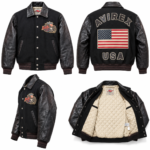Avirex All Star American Black Wool and Leather Varsity Bomber Jacket | Blackstone Jackets