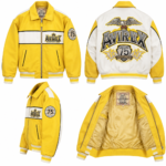 Avirex Aviator's King 75 Yellow and White Leather Bomber Jacket | Blackstone Jackets