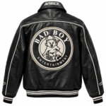 Avirex Bad Boy Black Leather Varsity Bomber Jacket | Blackstone Jackets - Image 3