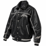 Avirex Bad Boy Black Leather Varsity Bomber Jacket | Blackstone Jackets - Image 4