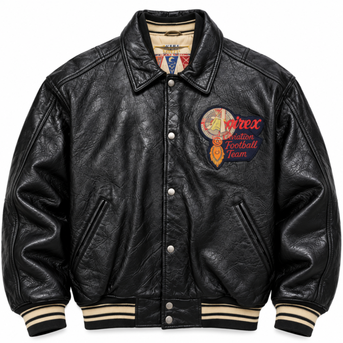 Avirex Choctaw Black Leather Varsity Bomber Jacket | Blackstone Jackets Avirex Choctaw Black Leather Varsity Bomber Jacket | Blackstone Jackets